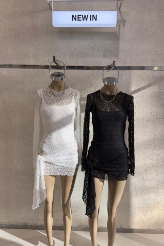 VESTIDO ML ENCAJE CON NUDO PARA ATAR - Art.730